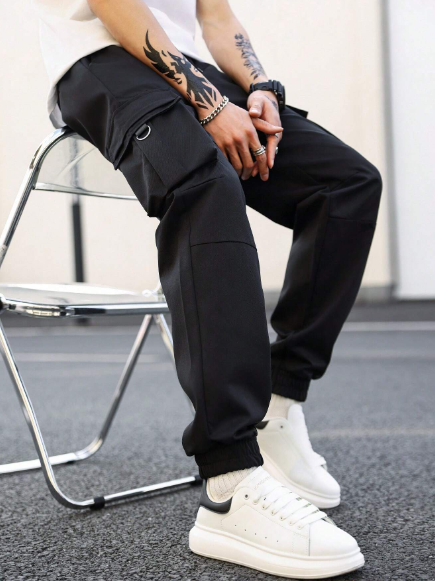 Manfinity Homme Men's Solid Color Cargo Pants