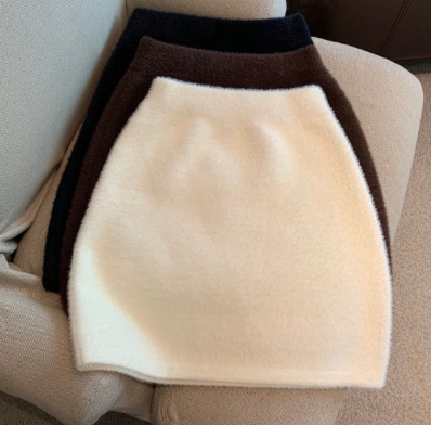 Women High Waist Skirt Student Winter New Korean beige Skirt