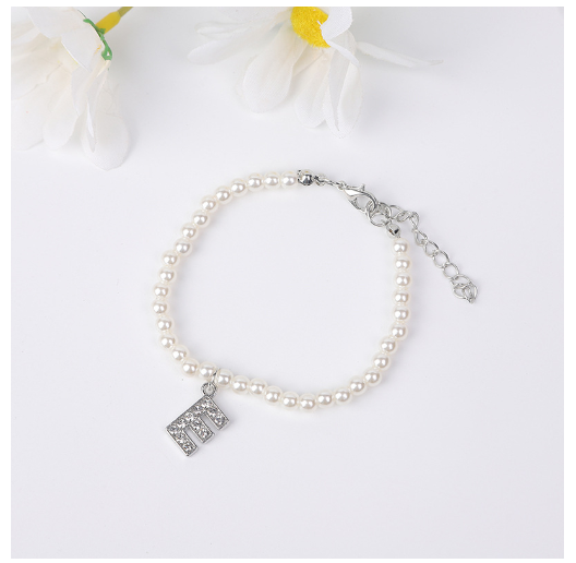 26 Letters Alphabet Initials Pearl Beaded Bracelet Bangle Women Jewelry Gift New
