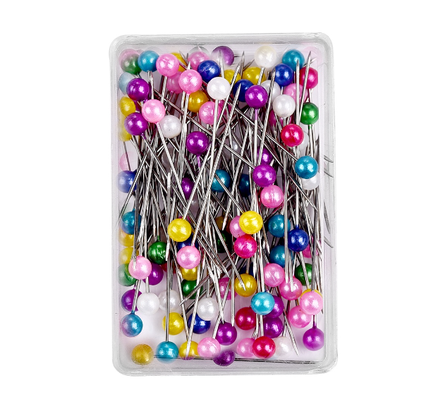 100PCS/Set DIY Round Pearl Head Pins Mixed Colors Straight Quilting Needles DIY Sewing Crafts Pins with Box
