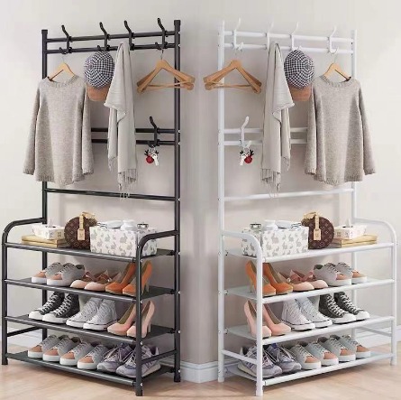 Multifunctional Shoe Rack Organizer Simple Floor Coat Rack Shoe Hat Rack 4 Layer