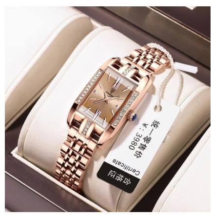 POEDAGAR watch for women waterproof original 2023 new fashion luxury diamond dial square quartz stainless steel Watch ROSEGOLD