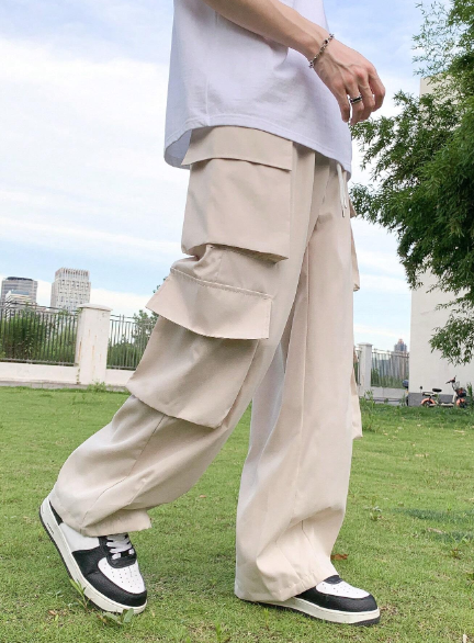 Manfinity EMRG Men's Tie Front Shirt With Multiple Pockets And Casual Pants, Daily Wear