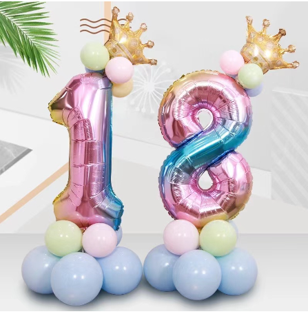 32 inch Crown Number Foil Set Balloons Latex Combination Balloons Party Decoration Happy Party Needs