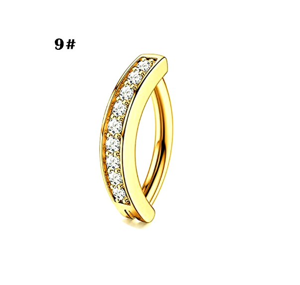 Gold Belly Button Ring with Diamonds and Zirconia Belly Button Clasp Piercing Belly Button Nail