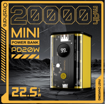 Orashare OT20 20000mAh Transparent Powerbank 22.5W Super Fast Charge High Capacity Small Power Bank