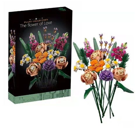 Building Block Flower Bouquet Birthday and Valentine's Day Gift Puzzle Assembled Building Block