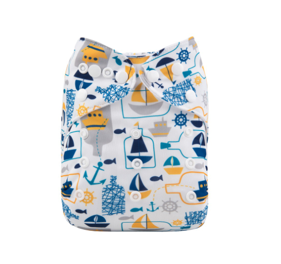 Alva Baby Cloth Diapers 1Set With Bamboo Charcoal Insert Printed Washable Diapers Cloth Diaper Pocket Nappy D28