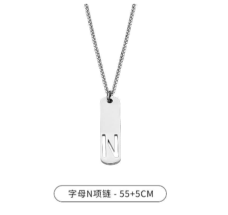Stainless Steel 26 English Alphabet Pendant Necklace Fashion Men's Letter Necklace Jewelry Wholesale N