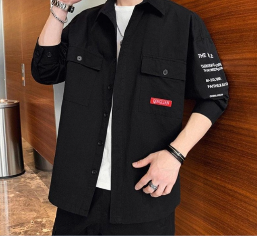 New Shirt Jacket Windproof Jacket Men's Long Sleeve Denim Shirts Thin Lapel Polo Windbreaker