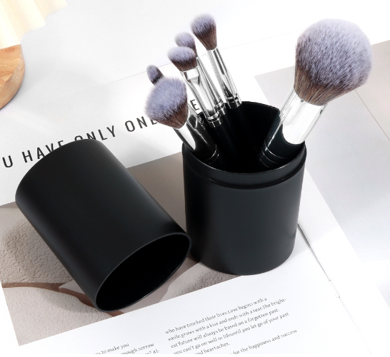MAANGE Makeup Brush Storage Bucket Advanced Waterproof PU Material Black High Capacity
