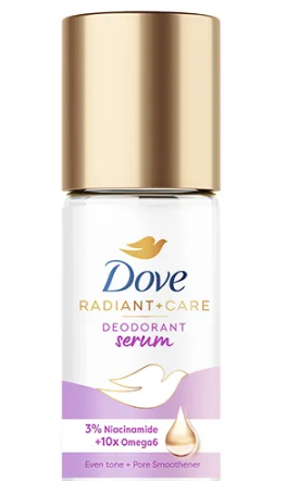 Dove Radiant + Care Deodorant Serum Roll On 3% Niacinamide 10x Omega 6 Pore Smoothener 45ml