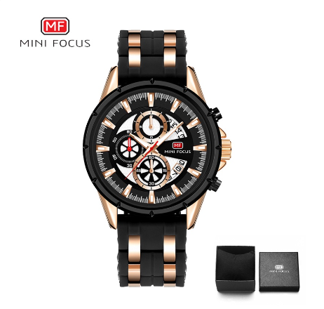 Mini Focus Fashion Watch Men Luxury Brand Business Sports Waterproof Chronograph Luminous Watch GOLD BLACK