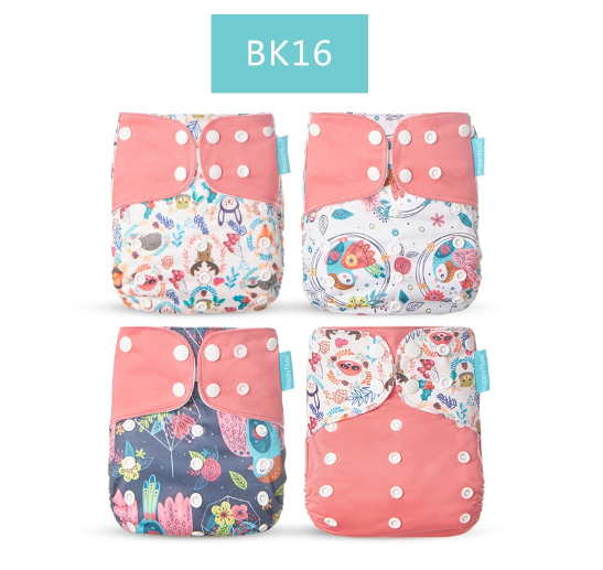 Happyflute 2023 Baby Reborn 4pcs set Washable Eco-friendly Baby Cloth Diaper Ecological Adjustable Nappy Reusable Diaper SET16