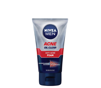 NIVEA MEN Facial Wash Acne Oil Clear Foam, Face Cleanser for Men, 100G