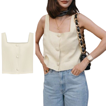 Lovito Women Casual Plain Button Tank Top L74ED260