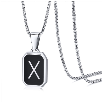 Meaeguet Black Fashion Necklace For Men Letter A-Z Pendant Stainless Steel Birthday Gift For Boyfriend X