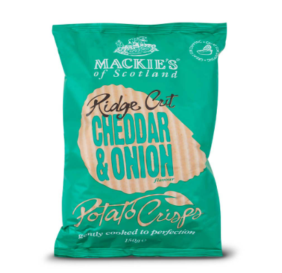 Mackie's Ridgecut Cheddar & Onion Potato Crisp 150g