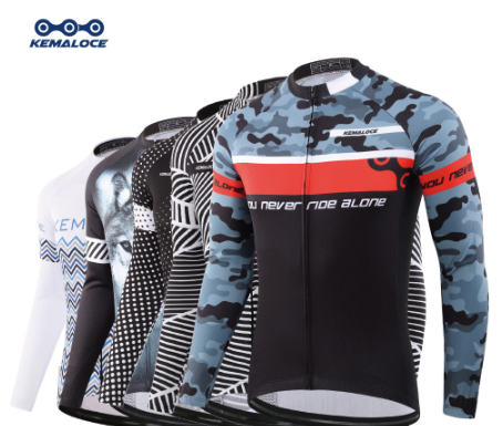 KEMALOCE Men Cycling Jersey Long Sleeve Spring & Summer Quick Dry Bike Jersey Outdoor Bicycle Shirts