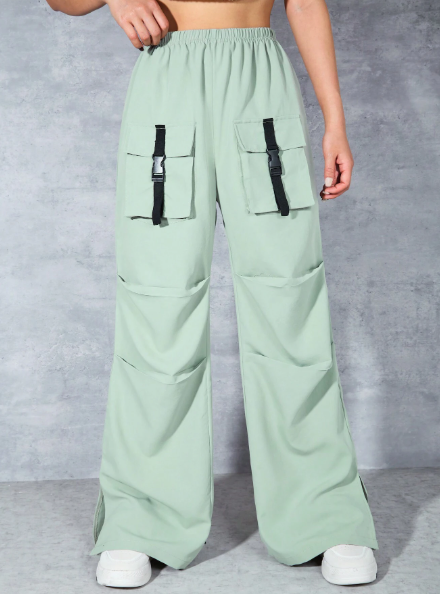 Teen Girls' Casual Sporty Split Hem Basic Cargo Pants