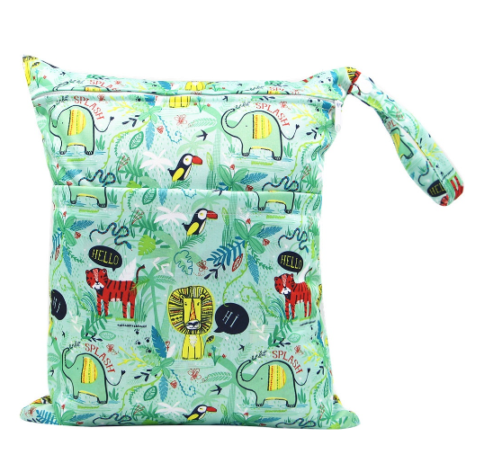 Diaper Wet Dry Bags Duble Zipper Printed Portable Waterproof Dag Storage Bag Swimwear Bag  30x36cm