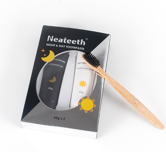 Day Night Toothpaste Set Bamboo Charcoal Teeth Whitening Oral Care Cleaning Remove Stains Bad Breath