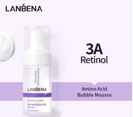 LANBENA Retinol Re Ing Cleanser Amino Acid Bubble Mousse Smooths Wrinkles Resist Oxidation 100ML