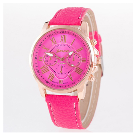 Geneva double face belt watch multi color leisure quartz Roman lettered fake three eye men's and women's universal watch M4