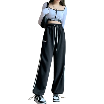 Lovito Women Colorblock With Pockets Elastic Waisted Pants LNA29403 (Black)