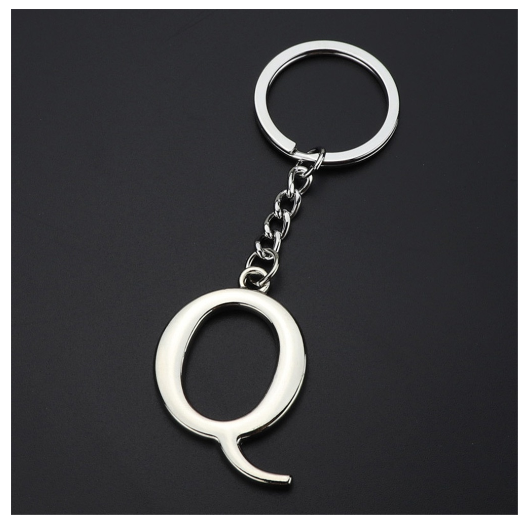 New A-Z 26 Letter Key Chains Stainless Steel Keychain Charm Fashion Accessories Key Ornaments Q