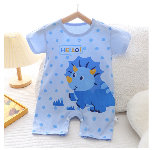 Baby Cotton Jumpsuit Newborn Short-Sleeved Jumpsuit Baby Cartoon Breathable Jumpsuit J6