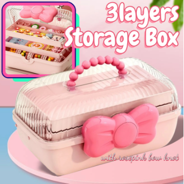 3Tier Style Plastic Display Holder Children Bow Knot Hair Clip Pony Accessories Jewelry Storage Box