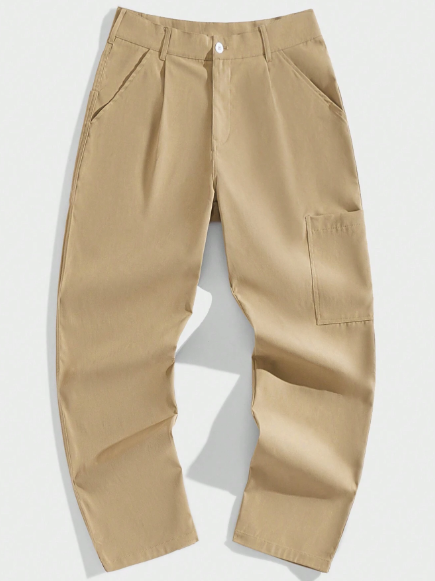 Manfinity RelaxMax Men's Leisure & Commute Solid Color Tapered Pants