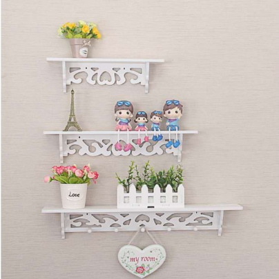 Mr. Dolphin #3Pcs Wooden Wall Shelf Display Hanging Rack Storage Goods Holder Home Decor