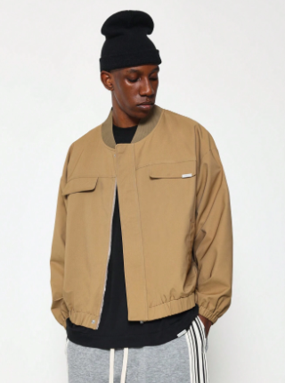 SUMWON Regular Fit Canvas Bomber Jacket