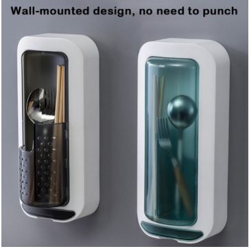 Rotating Utensils Spoon Fork Holder Organizer Storage Drainer Sticker Wall Mounted Kitchen Rack IP