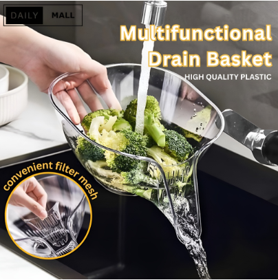 Multifunctional Drain Basket Drain Dish Household Sink Vegetable Wash Basin Kitchen
