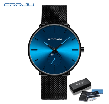 CRRJU Men's Watch Original Brand Ultra thin Sports Fashion Business Simulation Quartz Stainless Steel Waterproof 2150 M04