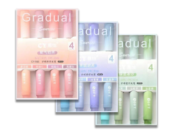 SeamiArt 4pcs/set Highlighter Gradient Marker Pen Morandi Eyeshield Color Student Marking High-capacity Stationery