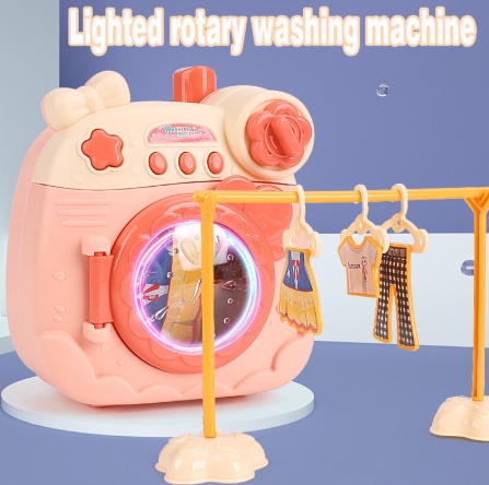 Mini Drum Washing Machine Toy Set Press Spin Girl Play House Toys Gifts Battery operated