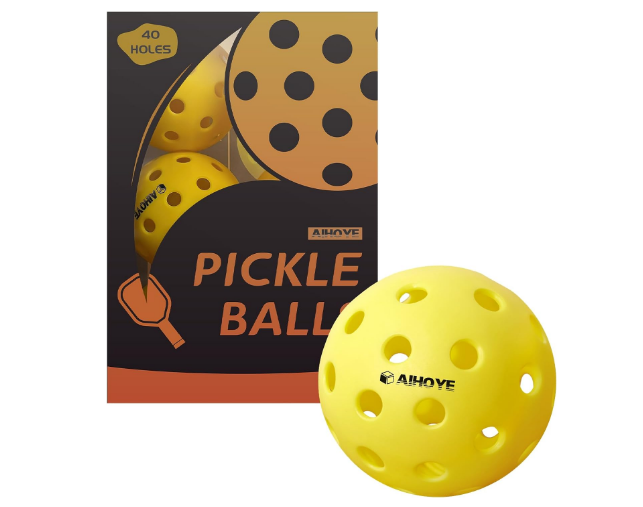 Aihoye Pickleball Balls, Outdoor Pickleballs 6 Pack, 40 Holes Pickleball with Great Bounce, Usapa Specification with Durable Pickle Balls Suitable for All Skill Levels