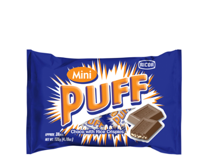 Ricoa Mini Puff Chocolate with Rice Crispies 135g