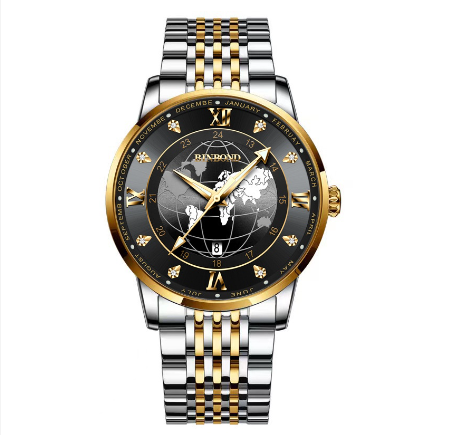 Original Luxury Golden Fashion Men Quartz Waterproof Luminous Calendar Stainless Steel Watch M9