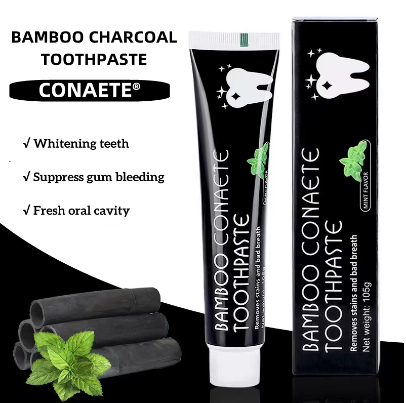 【White/Black】CONAETE Bamboo Charcoal Teeth Whitening Black Toothpaste Whitener Tooth Paste 105g