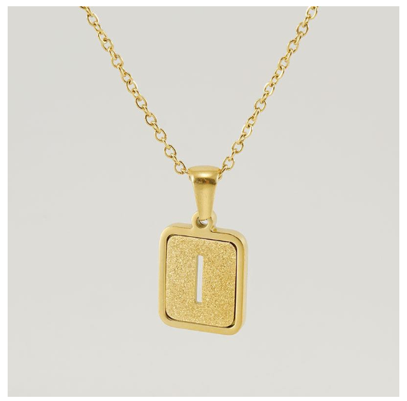 Fashionable 18K Stainless Steel Hollowed Out 26 Capital Letters Necklace for Womens Titanium Steel Letter Pendant Collarbone Chain I