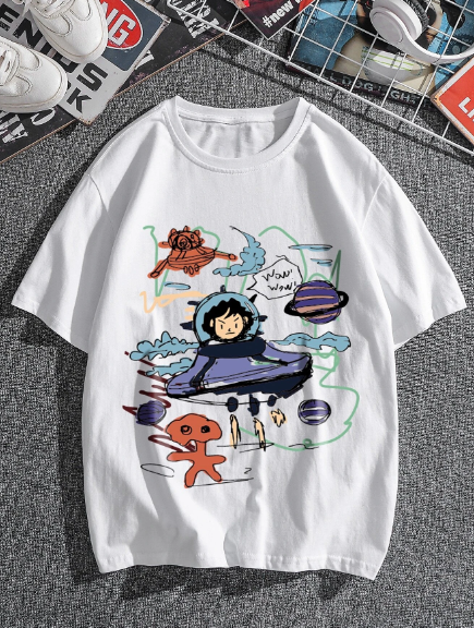 Manfinity Men Cartoon Graphic Crew Neck Tee