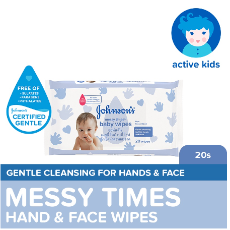 Johnson's Messy Times Baby Wipes 20s - Wipes for Baby, Baby Care, Baby Essentials, Wet Wipes