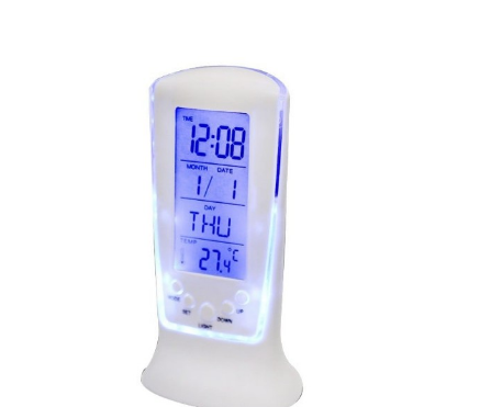 Digital LCD Alarm clock Calendar Thermometer Multi-function Snooze Music Display Blue Backlight