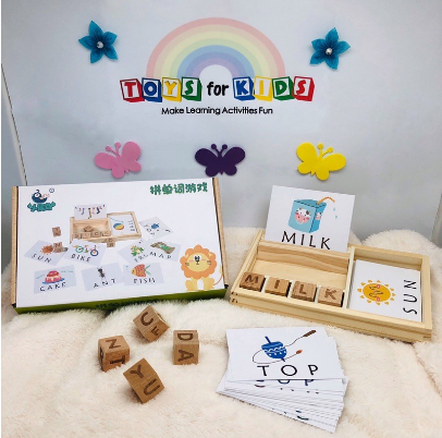 Alphabet Spelling Blocks Wooden Cube Letters