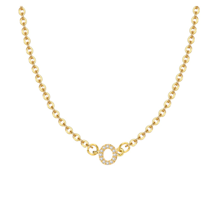 Vnox Initial Choker 18K Gold Letter A-Z Pendant Necklace Accessories for Women O